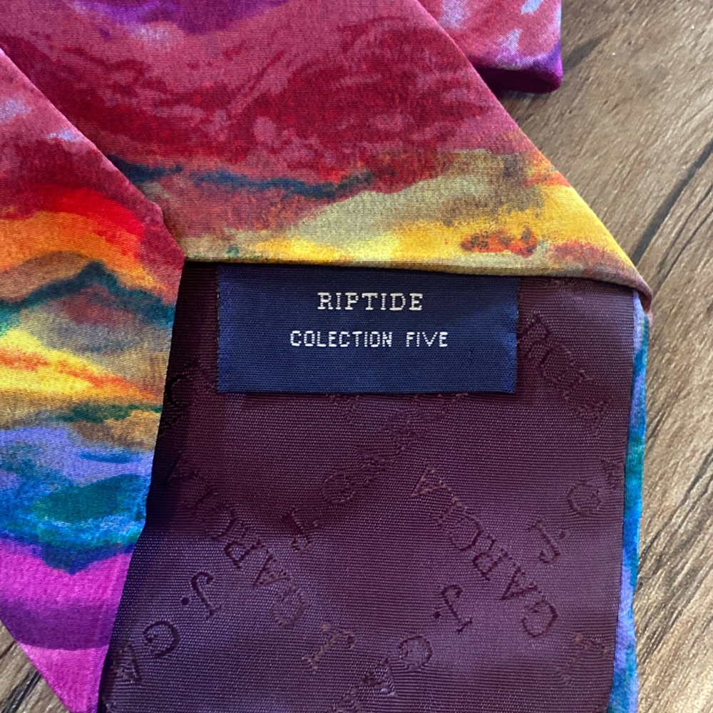 J Garcia Riptide collection five 100% silk watercolor bright colorful men's tie - Picture 4 of 7